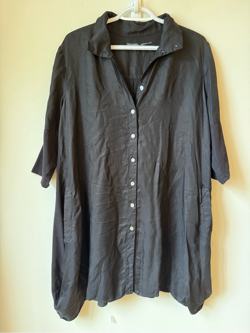 Stella Carakasi Tiburon Tunic oversized Lagenlook relaxed pockets black Size S